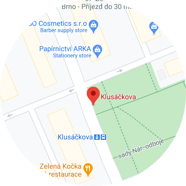 Mapka pro navigaci ze zastávky Klusáčkova | Masáže Karonaishi Brno